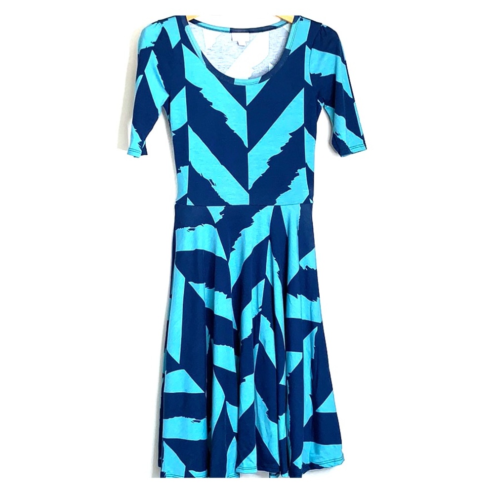LULAROE • Geometric A-Like Blue Teal Easy Dress